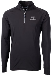 Cutter and Buck Virginia Tech Hokies Mens Black Adapt Eco Knit Long Sleeve 1/4 Zip Pullover