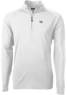 Cutter and Buck Wake Forest Demon Deacons Mens White Adapt Eco Knit Long Sleeve 1/4 Zip Pullover