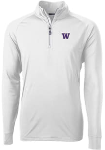 Cutter and Buck Washington Huskies Mens White Adapt Eco Knit Long Sleeve 1/4 Zip Pullover