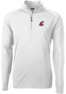 Cutter and Buck Washington State Cougars Mens White Adapt Eco Knit Long Sleeve 1/4 Zip Pullover
