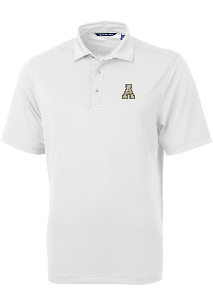 Cutter and Buck Appalachian State Mountaineers Mens White Virtue Eco Pique Short Sleeve Polo