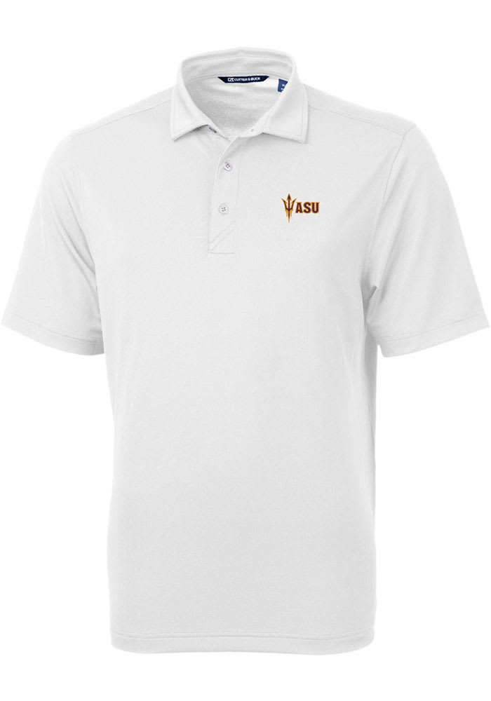 Cutter and Buck Arizona State Sun Devils Mens White Virtue Eco Pique Short Sleeve Polo