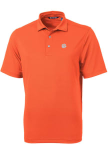 Cutter and Buck Clemson Tigers Mens Orange Virtue Eco Pique Short Sleeve Polo