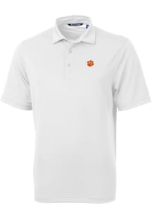 Cutter and Buck Clemson Tigers Mens White Virtue Eco Pique Short Sleeve Polo