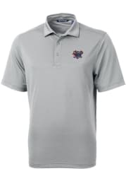 Cutter and Buck DePaul Blue Demons Mens Grey Virtue Eco Pique Short Sleeve Polo