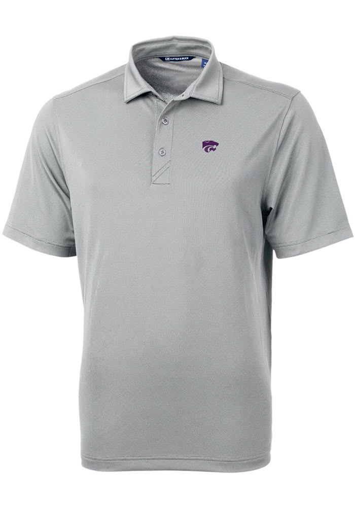 Cutter and Buck K-State Wildcats Mens Grey Virtue Eco Pique Short Sleeve Polo