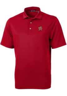 Mens Maryland Terrapins Cardinal Cutter and Buck Virtue Eco Pique Short Sleeve Polo Shirt