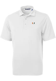 Cutter and Buck Miami Hurricanes Mens White Virtue Eco Pique Short Sleeve Polo