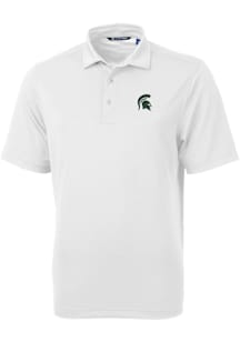 Cutter and Buck Michigan State Spartans Mens White Virtue Eco Pique Short Sleeve Polo