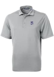 Cutter and Buck Northwestern Wildcats Mens Grey Virtue Eco Pique Short Sleeve Polo