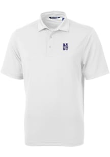 Cutter and Buck Northwestern Wildcats Mens White Virtue Eco Pique Short Sleeve Polo