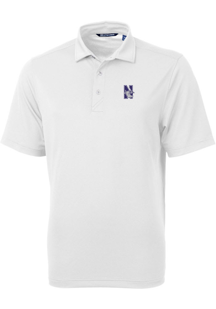 Cutter and Buck Northwestern Wildcats Mens White Virtue Eco Pique Short Sleeve Polo