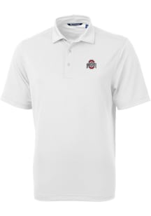 Mens Ohio State Buckeyes White Cutter and Buck Virtue Eco Pique Short Sleeve Polo Shirt
