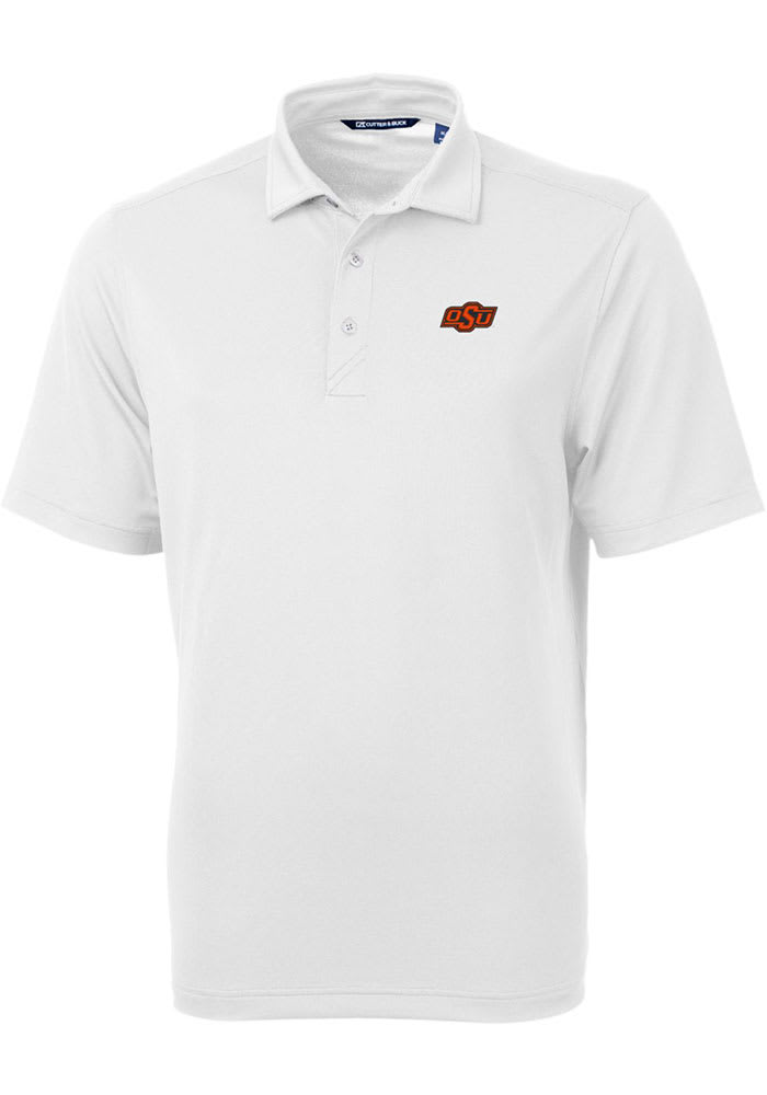Cutter and Buck Oklahoma State Cowboys Mens White Virtue Eco Pique Short Sleeve Polo