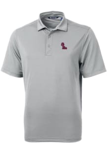 Cutter and Buck Ole Miss Rebels Mens Grey Virtue Eco Pique Short Sleeve Polo