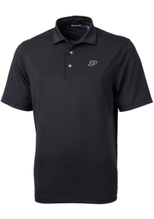 Cutter and Buck Purdue Boilermakers Mens Black Virtue Eco Pique Short Sleeve Polo