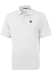 Mens Rutgers Scarlet Knights White Cutter and Buck Virtue Eco Pique Short Sleeve Polo Shirt