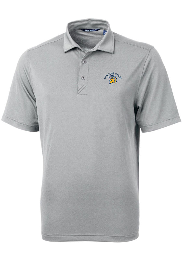 Cutter and Buck San Jose State Spartans Mens Grey Virtue Eco Pique Short Sleeve Polo