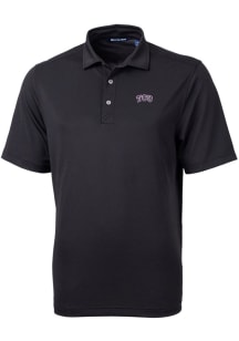 Cutter and Buck TCU Horned Frogs Mens Black Virtue Eco Pique Short Sleeve Polo