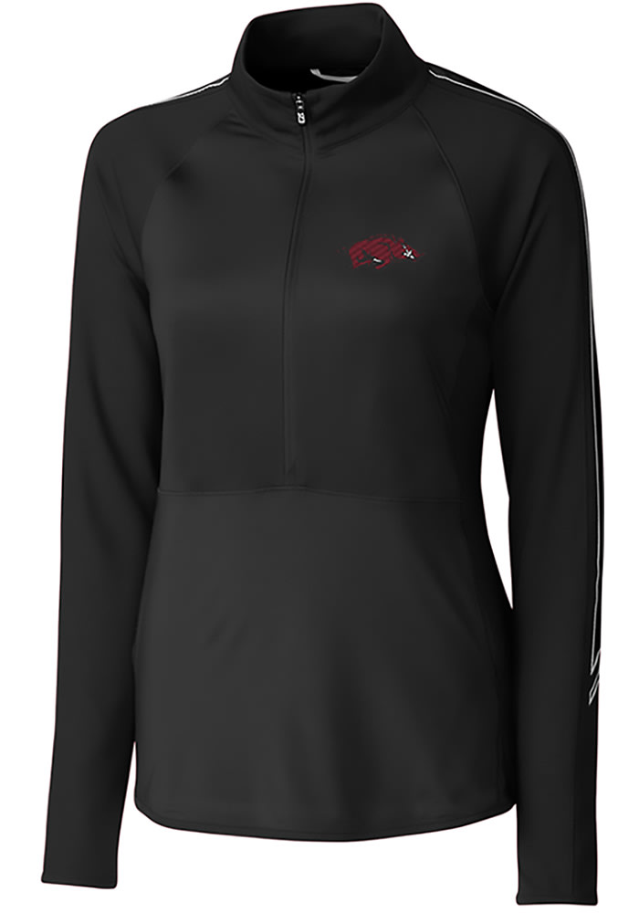 Cutter and Buck Arkansas Razorbacks Womens Black Pennant Sport Long Sleeve Full Zip Jacket