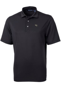 Cutter and Buck Wake Forest Demon Deacons Mens Black Virtue Eco Pique Short Sleeve Polo