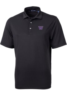 Cutter and Buck Washington Huskies Mens Black Virtue Eco Pique Short Sleeve Polo