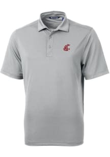 Cutter and Buck Washington State Cougars Mens Grey Virtue Eco Pique Short Sleeve Polo