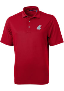 Cutter and Buck Washington State Cougars Mens Red Virtue Eco Pique Short Sleeve Polo