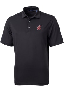 Cutter and Buck Washington State Cougars Mens Black Virtue Eco Pique Short Sleeve Polo
