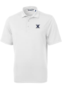 Cutter and Buck Xavier Musketeers Mens White Virtue Eco Pique Short Sleeve Polo