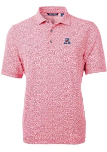 Cutter and Buck Arizona Wildcats Mens Red Virtue Eco Pique Botanical Short Sleeve Polo