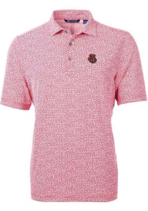 Cutter and Buck Cornell Big Red Mens Red Virtue Eco Pique Botanical Short Sleeve Polo