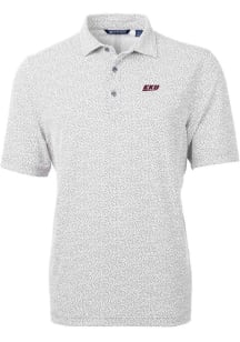 Cutter and Buck Eastern Kentucky Colonels Mens Grey Virtue Eco Pique Botanical Short Sleeve Polo