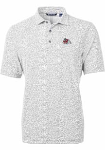 Cutter and Buck Fresno State Bulldogs Mens Grey Virtue Eco Pique Botanical Short Sleeve Polo