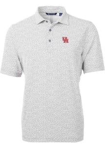 Cutter and Buck Houston Cougars Mens Grey Virtue Eco Pique Botanical Short Sleeve Polo