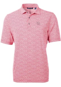 Cutter and Buck Houston Cougars Mens Red Virtue Eco Pique Botanical Short Sleeve Polo