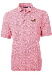 Cutter and Buck Illinois State Redbirds Mens Red Virtue Eco Pique Botanical Short Sleeve Polo