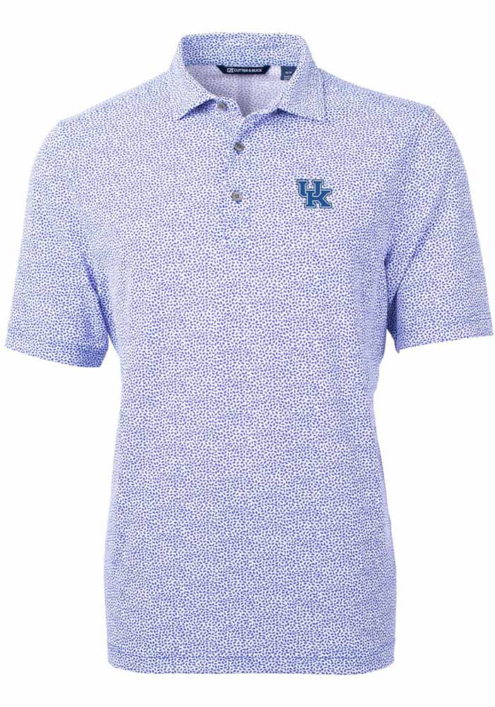 Cutter and Buck K-State Wildcats Mens Blue Virtue Eco Pique Botanical Short Sleeve Polo