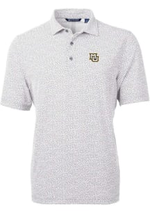 Cutter and Buck Marquette Golden Eagles Mens Grey Virtue Eco Pique Botanical Short Sleeve Polo