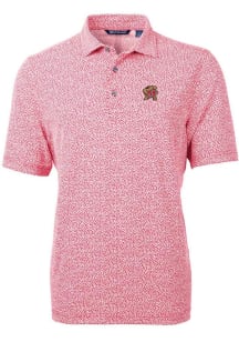 Mens Maryland Terrapins Red Cutter and Buck Virtue Eco Pique Botanical Short Sleeve Polo Shirt