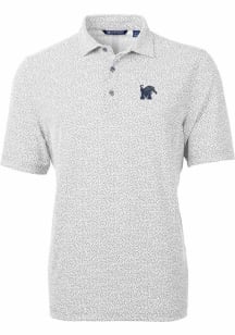 Cutter and Buck Memphis Tigers Mens Grey Virtue Eco Pique Botanical Short Sleeve Polo