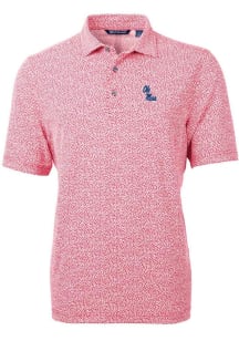 Cutter and Buck Ole Miss Rebels Mens Red Virtue Eco Pique Botanical Short Sleeve Polo