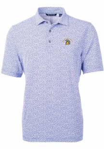 Cutter and Buck San Jose State Spartans Mens Blue Virtue Eco Pique Botanical Short Sleeve Polo