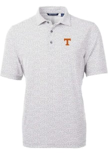 Cutter and Buck Tennessee Volunteers Mens Grey Virtue Eco Pique Botanical Short Sleeve Polo