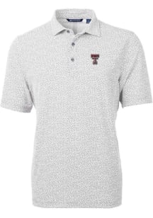 Cutter and Buck Texas Tech Red Raiders Mens Grey Virtue Eco Pique Botanical Short Sleeve Polo