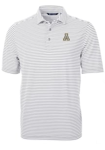 Cutter and Buck Appalachian State Mountaineers Mens Grey Virtue Eco Pique Stripe Short Sleeve Po..