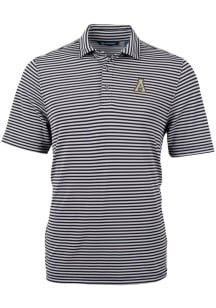 Cutter and Buck Appalachian State Mountaineers Mens Black Virtue Eco Pique Stripe Short Sleeve P..