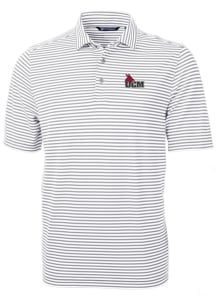 Cutter and Buck Central Missouri Mules Mens Grey Virtue Eco Pique Stripe Short Sleeve Polo