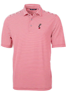 Cutter and Buck Cincinnati Bearcats Mens Red Virtue Eco Pique Stripe Short Sleeve Polo