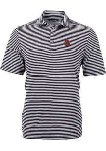 Cutter and Buck Cornell Big Red Mens Black Virtue Eco Pique Stripe Short Sleeve Polo